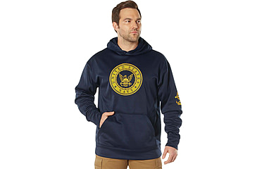 Image of Rothco Navy Emblem Pullover Hooded Sweatshirt - Mens, Navy Blue, Small, 20570-NavyBlue-S