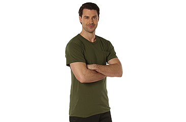 Image of Rothco Pocket T-Shirt Collection Available In Cotton/Poly and Moisture Wicking Poly, Olive Drab, Extra Large, Moisture Wicking, 56940-OliveDrab-MoistureWicking-XL