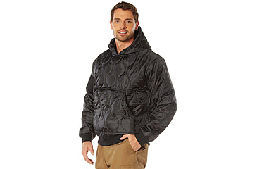 Image of Rothco Quilted Woobie Hooded Sweatshirt - Mens, Black, Small, 10490-Black-S