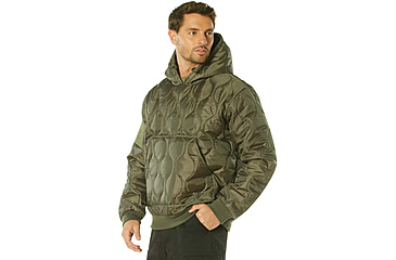 Image of Rothco Quilted Woobie Hooded Sweatshirt - Mens, Olive Drab, Small, 10498-OliveDrab-S