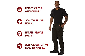 Image of Rothco Rip-Stop BDU Pants, Black, 5XL 55in-59in, 20064