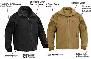 Image of Rothco Spec Ops Tactical Fleece Jacket, Black, Extra Small, 96670-Black-XS