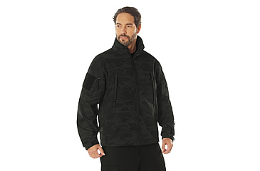 Image of Rothco Special Ops Soft Shell Jacket - Mens, XL, Midnight Black Camo, 12050-MidnightBlackCamo-XL