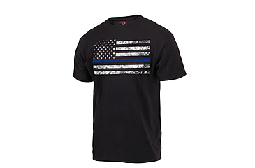 Image of Rothco Thin Blue Line T-Shirt, Black, Small, 61550-Black-S