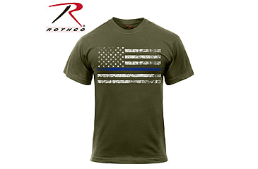 Image of Rothco Thin Blue Line T-Shirt, Olive Drab, M, 1092-OliveDrab-M