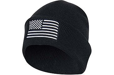 Image of Rothco US Flag Embroidered Fine Knit Watch Cap - Mens, Black/White, One Size, 57877-BlackWhite