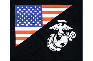 Image of Rothco US Flag / USMC Eagle, Globe, &amp; Anchor T Shirt, Black, Extra Large, 54285-Black-XL