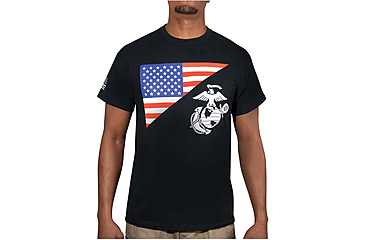 Image of Rothco US Flag / USMC Eagle, Globe, &amp; Anchor T Shirt, Black, Extra Large, 54285-Black-XL
