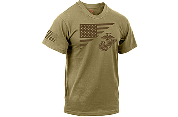 Image of Rothco US Flag / USMC Eagle, Globe, &amp; Anchor T Shirt, Coyote Brown, Medium, 54280-CoyoteBrown-M