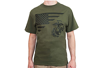 Image of Rothco US Flag / USMC Eagle / Globe &amp; Anchor T Shirt - Mens, Olive Drab, Extra Large, 54290-OliveDrab-XL