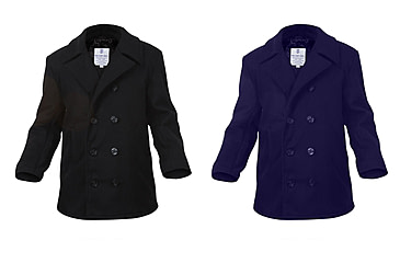 Image of Rothco US Navy Type Pea Coat, Black, Navy Blue