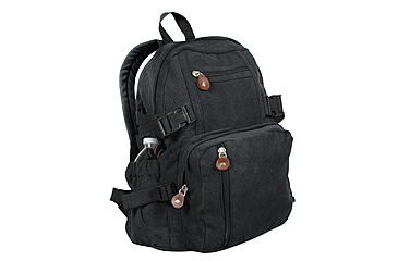 Image of Rothco Vintage Canvas Compact Backpack, Black, 9153-Black