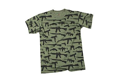 Image of Rothco Vintage 'Guns' T-Shirt, Olive Drab, Small, 66360-OliveDrab-S