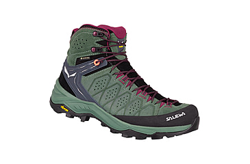 Image of Salewa Alp Trainer 2 Mid GTX Hiking Boots - Womens, Duck Green/Rhododendon, 8, 00-0000061383-5085-8