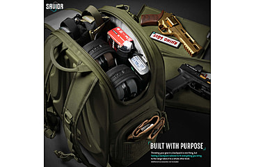 Image of Savior Equipment Compact S.E.M.A Pistol Backpack, 3 Gun, OD Green, BP-CPSEMA-WS-OG