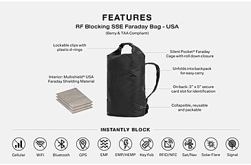Image of SLNT RF Blocking SSE Faraday Bag, USA Berry Compliant, Black, 19L, SL-PKGB-BER-01