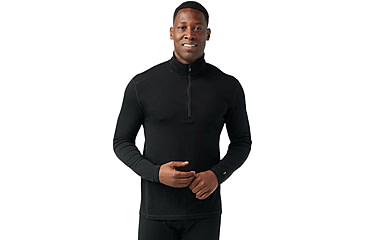 Image of Smartwool Classic Thermal Merino Base Layer 1/4 Zip - Mens, Black, Large, SW002821001100L000