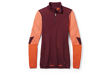 Image of Smartwool Intraknit Thermal Merino Base Layer Colorblock 1/4 Zip - Womens, K17 Black Cherry, Large, SW016456K17L