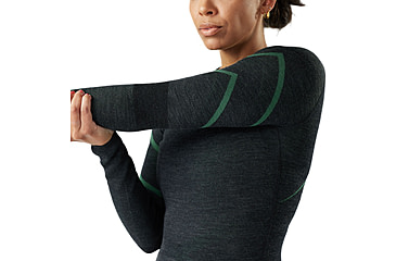 Image of Smartwool Intraknit Thermal Merino Base Layer Crew - Womens, Charcoal/Zen Green, Small, SW019284Q24100S000