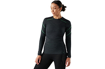 Image of Smartwool Intraknit Thermal Merino Base Layer Crew - Womens, Charcoal/Zen Green, Small, SW019284Q24100S000