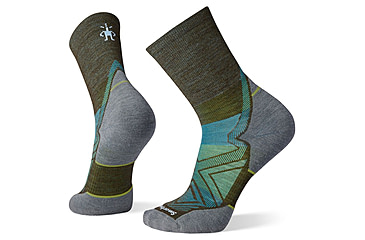 Image of Smartwool Run Targeted Cushion Mid Crew Socks - Mens, Military Olive, Medium, SW001663D11M
