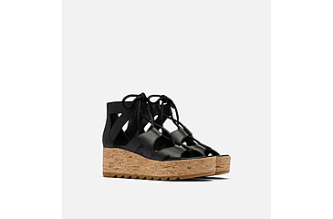 Image of Sorel Cameron Flatform Lace Wedge Sandals Leather - Womens, Black/Gum 2, 9.5 US, 1981631-010-9.5
