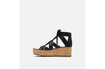 Image of Sorel Cameron Flatform Lace Wedge Sandals Leather - Womens, Black/Gum 2, 9.5 US, 1981631-010-9.5