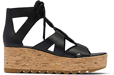 Image of Sorel Cameron Flatform Lace Wedge Sandals Leather - Womens, Black/Gum 2, 9.5 US, 1981631-010-9.5