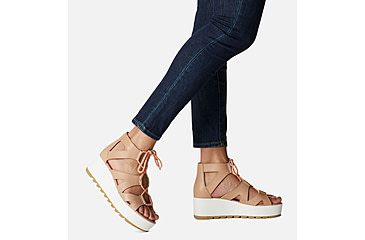 Image of Sorel Cameron Flatform Lace Wedge Sandals Leather - Womens, Honest Beige/Gum 17, 9.5 US, 1999101-246-9.5