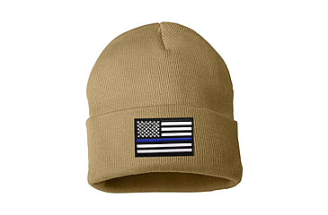 Image of Thin Blue Line Flag Embroidered Beanie, Desert - BEANIE-TBL-DESERT