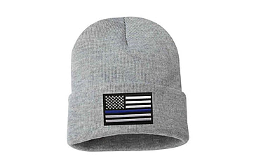 Image of Thin Blue Line Flag Embroidered Beanie, Gray - BEANIE-TBL-GRAY