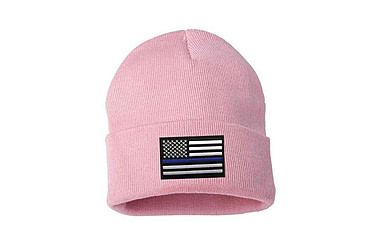 Image of Thin Blue Line Flag Embroidered Beanie, Pink - BEANIE-TBL-PINK
