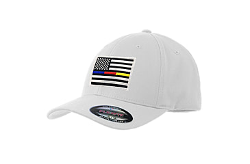 Image of Thin Blue Line Flexfit Hat - Blue/red/gold Line Hat, Multi - FLEX-TBRG-WHITE-MEDIUM