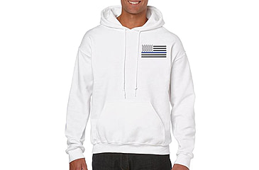 Image of Thin Blue Line Hoodie - American Flag, White - TBL-H-SMALL-LOGO-WHITE-XXL