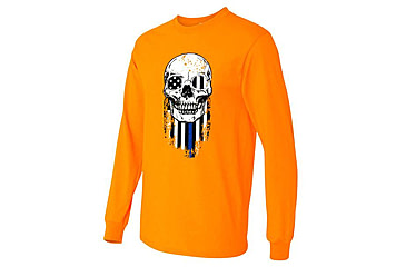 Image of Thin Blue Line Halloween Long Sleeve Shirt - Mens, Extra Large, Orange, TBL-L-HALO-ORG-XL