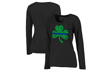 Image of Thin Blue Line Long Sleeve, Women's, Shamrock, Black - STPAT-TBL-WOM-LS-BLACK-XXL
