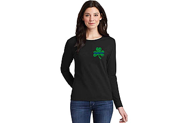 Image of Thin Blue Line Long Sleeve, Womens, Shamrock, Black - STPAT-TBL-WOM-LS-BLACK-LARGE