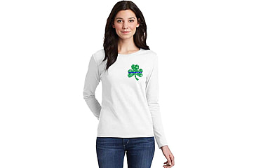 Image of Thin Blue Line Long Sleeve, Womens, Shamrock, White - STPAT-TBL-WOM-LS-WHITE-LARGE