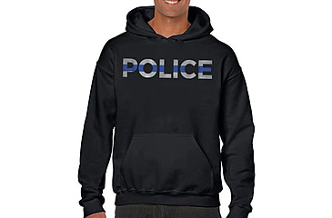 Image of Thin Blue Line Men's Hoodie - Police - MEN-H-POLICE-BLACK-XXL