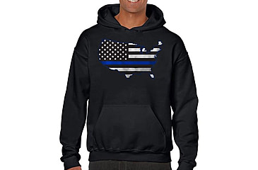 Image of Thin Blue Line Men's Hoodie - Usa - MEN-H-USA-BLACK-XXL