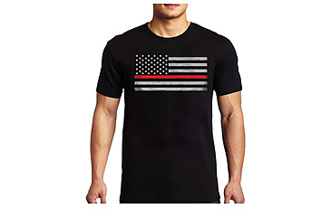 Image of Thin Blue Line Men's - Short Sleeve Classic Thin Red Line - MEN-RFLG-BIG-LOGO-BLACK-XXL