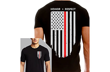 Image of Thin Blue Line Men's T-shirt - Thin Red Line Flag - TRL-BLACK-LARGE