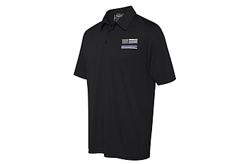 Image of Thin Blue Line Polyester Sport Polo - Flag, Black - TBL-POLO-SPORT-XXXL