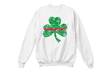 Image of Thin Blue Line Thin Red Line Crewneck, Shamrock, White - STPAT-TRL-CREW-WHITE-XXL