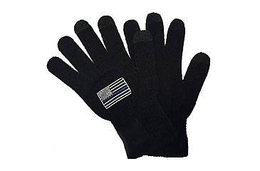 Image of Thin Blue Line Touchscreen Knit Gloves, Black, Thin Blue Line - TBL-GL-45