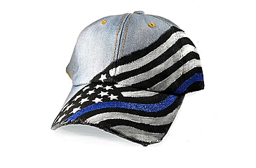Image of Thin Blue Line Women's Hand Painted Hat - Flag, Thin Blue Line - RC-TBL-HT