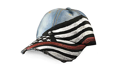Image of Thin Blue Line Women's Hand Painted Hat - Thin Red Line Flag - RC-TRL-HT