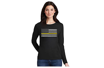 Image of Thin Blue Line Women's - Long Sleeve Classic Thin Gold Line - WOMEN-LS-CLASSIC-GOLD-BLACK-XXL