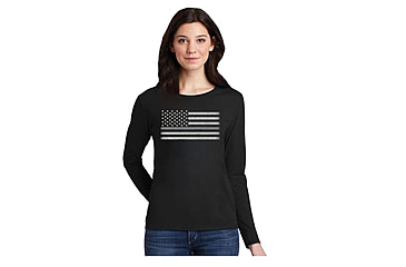 Image of Thin Blue Line Women's - Long Sleeve Classic Thin Silver Line - WOMEN-LS-CLASSIC-SILVER-BLACK-XXL