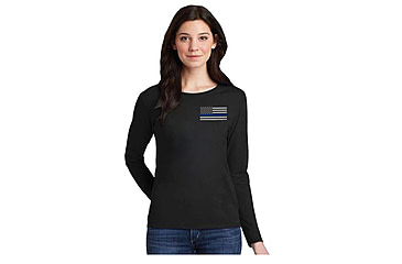 Image of Thin Blue Line Women's Long Sleeve - Small Logo - WOM-LS-SMALL-LOGO-TBL-XXL